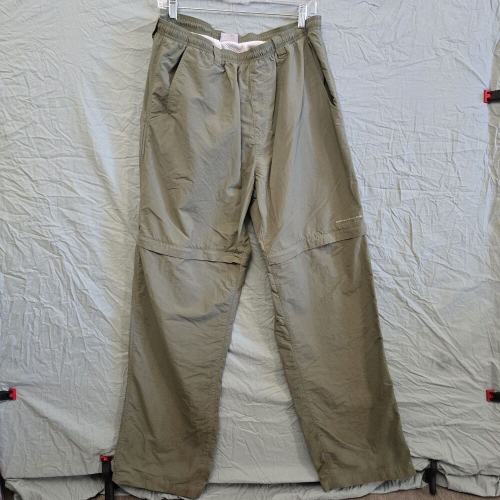 Columbia PFG Mens 32 L Convertible Pants Olive Green Omni Shade Zip Off